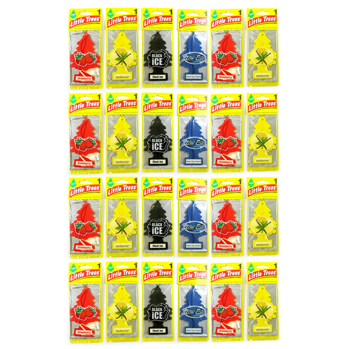 24 Little Trees Car Scent Home Air Freshener Hanging Office Assorted 24 Pk New