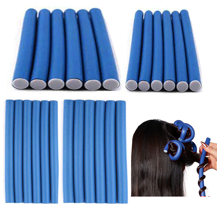 72 Salon Soft Foam Cushion Hair Rollers Flexi Rods Bendy Curling Styling 3 Sizes