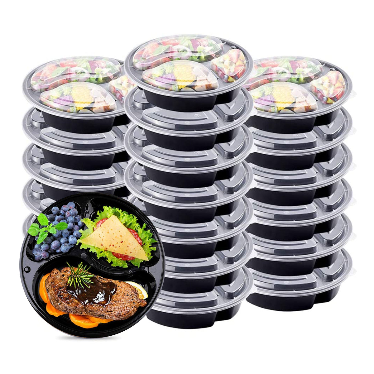 MUCHII [30 Pack] 34 oz Disposable Christmas Meal Prep Container