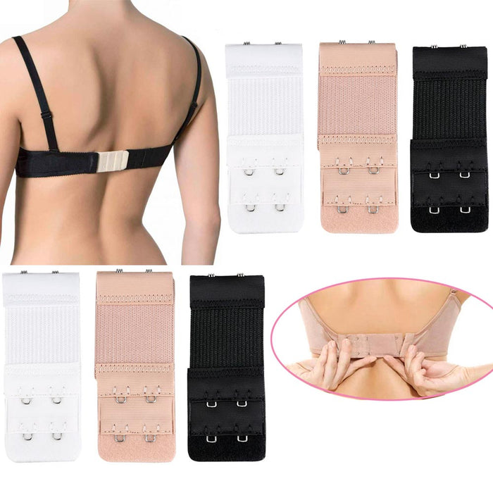 6 Pc Elastic Bra Extenders Womens Soft Extension Strap Adjustable 2 Hooks 2 Rows