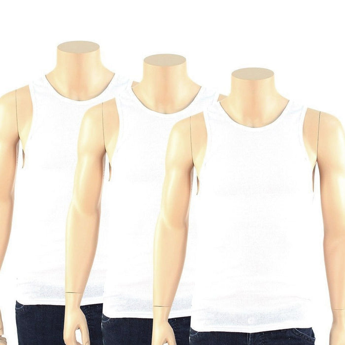 6 Men Slim Muscle Tank Top T-Shirt Ribbed Sleeveless Gym Fashion A-Shirt White M