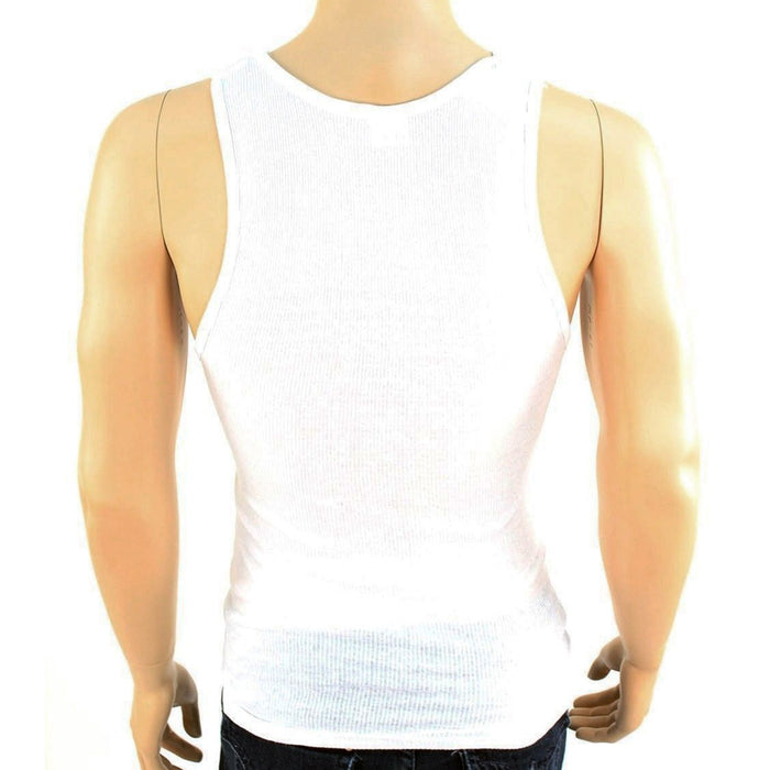 6 Men Slim Muscle Tank Top T-Shirt Ribbed Sleeveless Gym Fashion A-Shirt White M