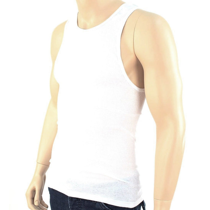 3X Mens A-Shirt 100% Cotton Ribbed Tank Top Undershirt Slim Muscle Tee White L !