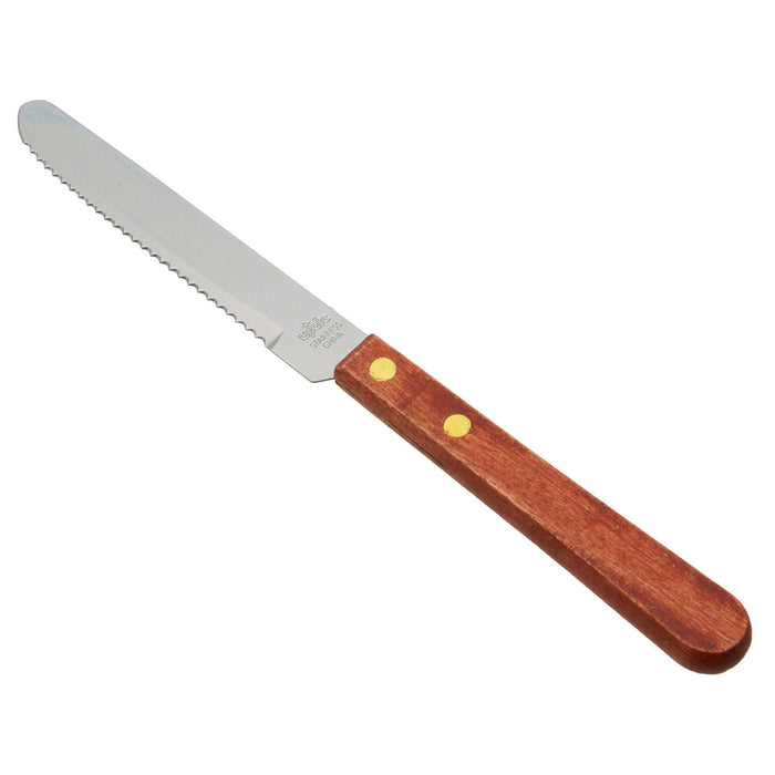 24 Stainless Steel Steak Knife Serrated Edge Blade Wooden Handle Knives Cutlery