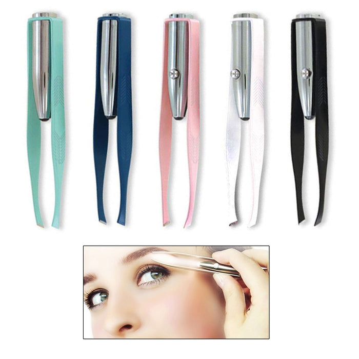 4 Quality Stainless Steel Make Up LED Light Eyelash Eyebrow Hair Removal Tweezer