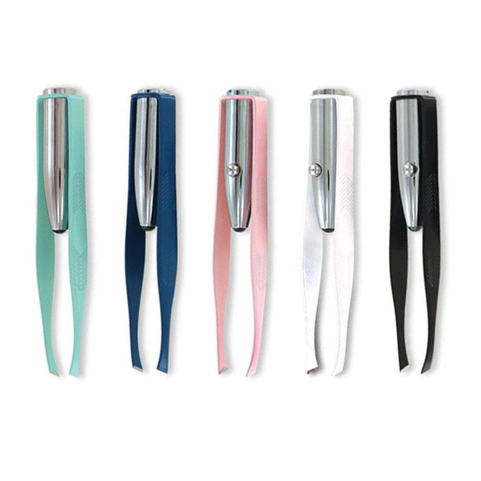 2 Pc Portable Tweezer With LED Light Hair Removal Eyebrow Beauty Make Up Tools