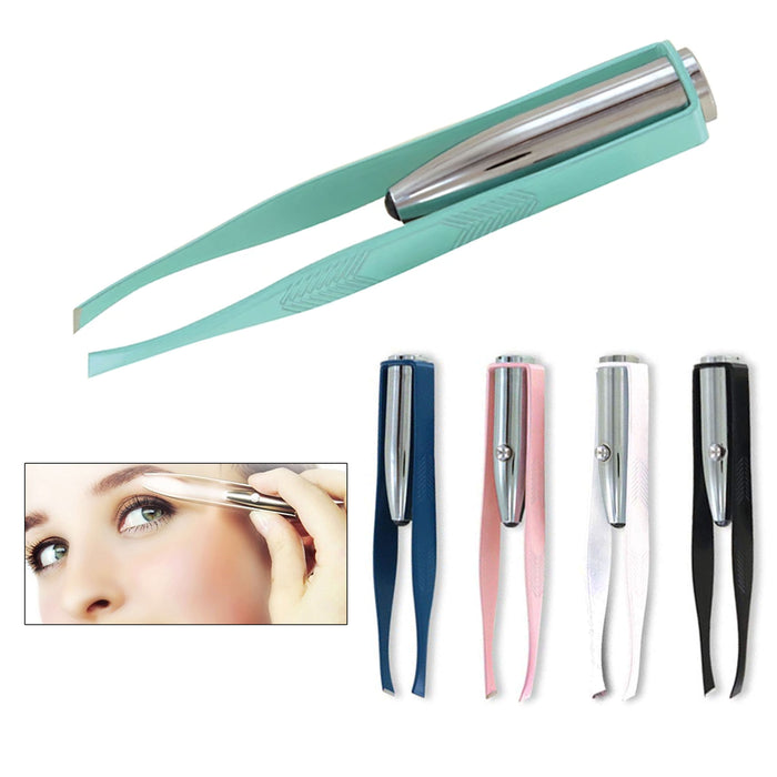 1 Pc Tweezer Stainless Steel Make Up Eyelash Eyebrow Hair Removal With LED Light