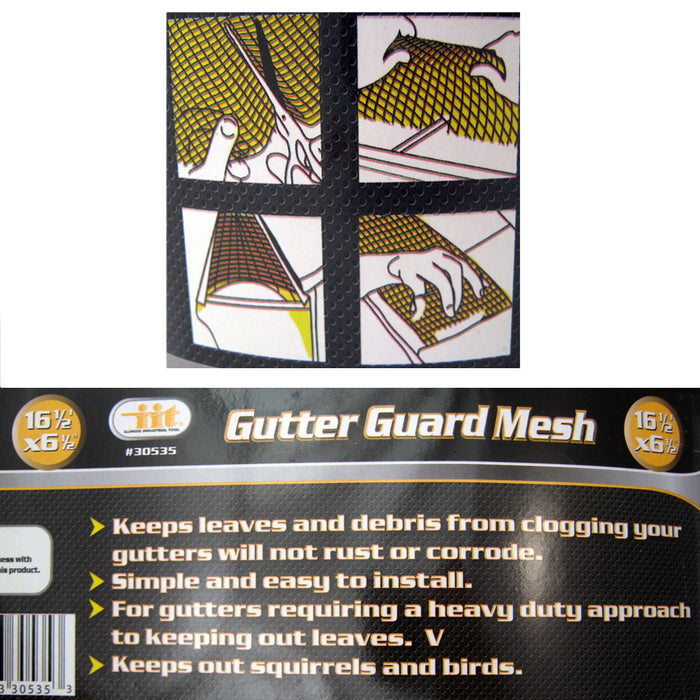 Gutter Guard Mesh 16 Ft X 6In Black Plastic 5" & 6" Gutters Cover Easy Install