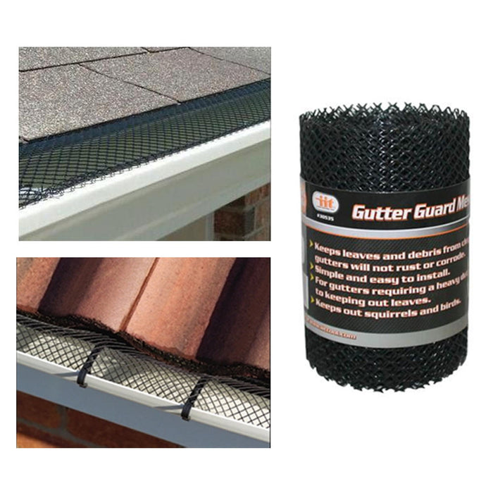 Gutter Guard Mesh 16 Ft X 6In Black Plastic 5" & 6" Gutters Cover Easy Install