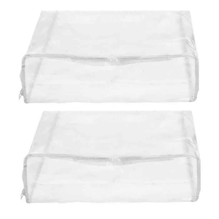 2 Clear Zippered Storage Bag Vinyl Blanket Clothes Space Saver Organizer 15X18X5