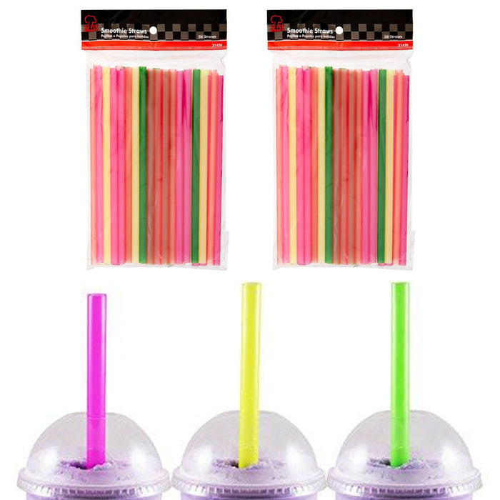 100 Pcs Neon Drinking Straws Smoothie Milkshake Tea Large Plastic Jumbo Party