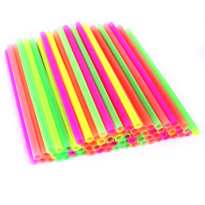 100 Pcs Neon Drinking Straws Smoothie Milkshake Tea Large Plastic Jumbo Party