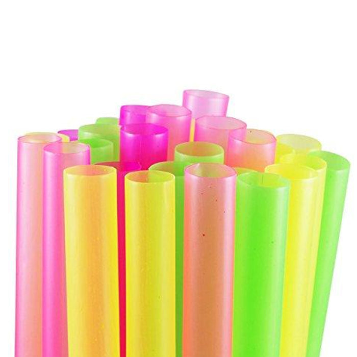 100 Pcs Neon Drinking Straws Smoothie Milkshake Tea Large Plastic Jumbo Party