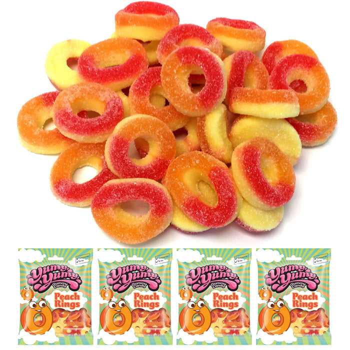 4 Bags Soft Chewy Gummy Peach Rings Candy Gummi Sugar Candies Sweet Fruit Flavor