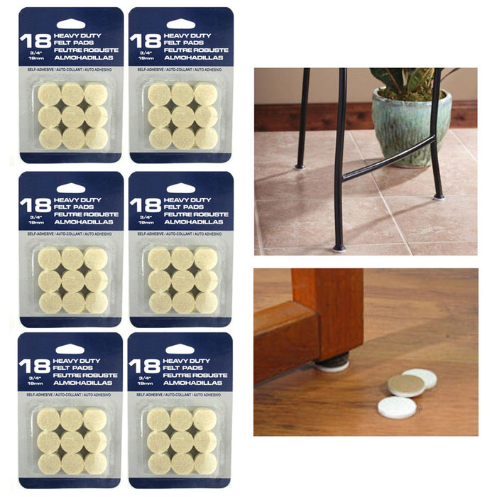 108 Pc Self Adhesive Furniture Floor Pads Felt Protectors Round Heavy Duty