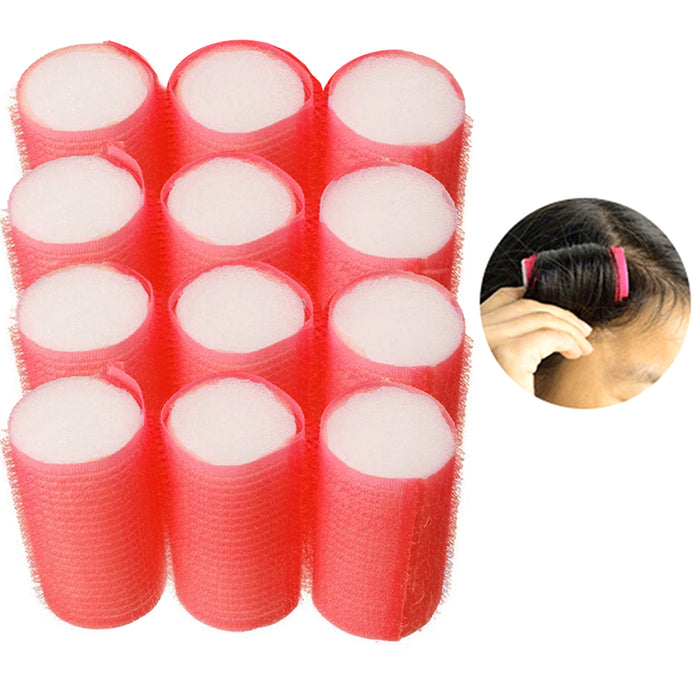 12 Medium Cling Foam Hair Rollers Curls Soft Cushion Curlers Waves Styling 1"Dia