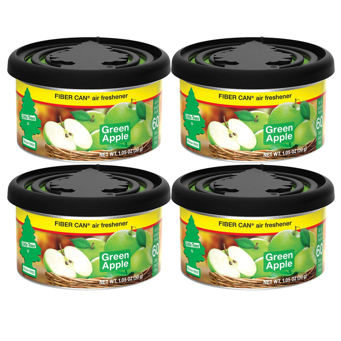 4 Pk Little Trees Green Apple Scented Fiber Can Air Freshener Home Fruit Aroma