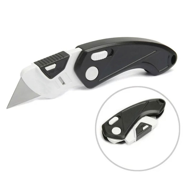 4 Pc Folding Utility Knife Box Cutter Pocket Knives Replace Blades Cutting Tool