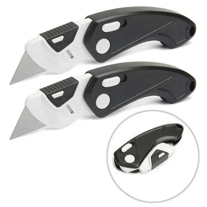 2 Pc Pocket Knives Folding Utility Knife Replaceable Blade Cutter Survival Tool