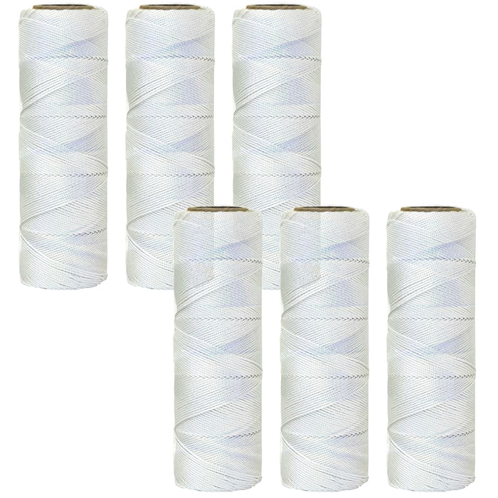 6 Pc White Poly Drop Line Catfish Twine Dropline Rope 375' X #12 65LB Heavy Duty