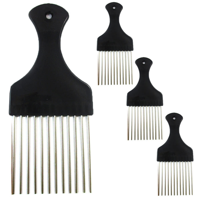 4 Packs Afro Comb Metal Pick Braid Hairdressing Detangle Wig Hair Styling Tool