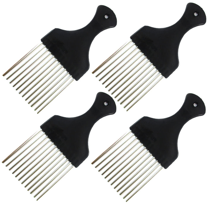 4 Packs Afro Comb Metal Pick Braid Hairdressing Detangle Wig Hair Styling Tool