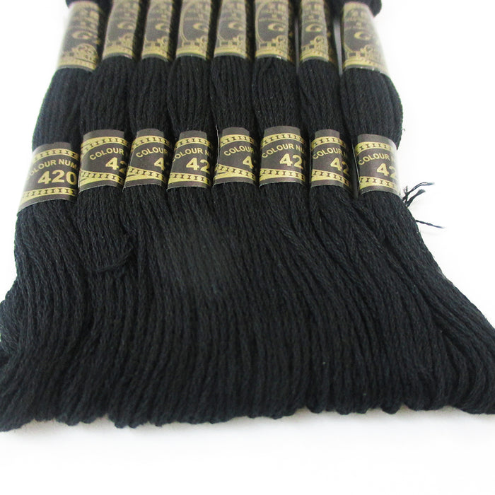 16 Pack Black Stranded Cross Stitch Cotton Embroidery Thread Floss Skeins Sewing