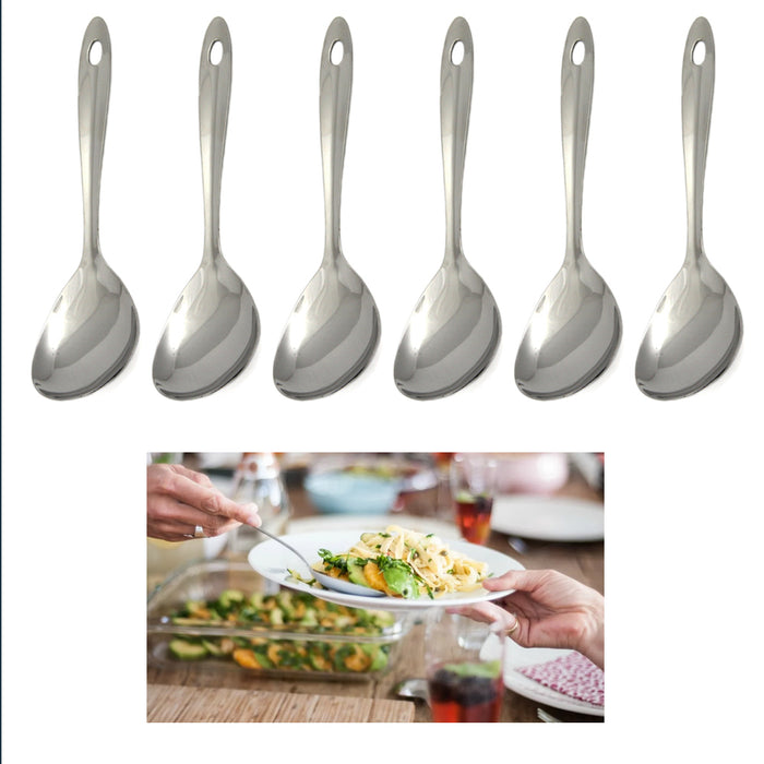 6 Stainless Steel Table Serving Spoons Cooking Utensil Set Kitchen Server Tools