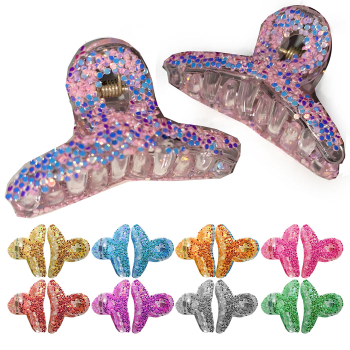 8 Pc Multi Colors Mini Hair Clips Jaw Clamps Claw Glitter Hairpin Grip Barrettes