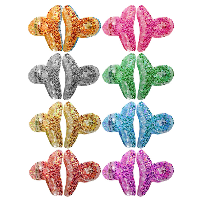 8 Pc Multi Colors Mini Hair Clips Jaw Clamps Claw Glitter Hairpin Grip Barrettes