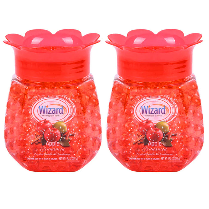 2 Pc Wizard Odor Eliminator Apple Cinnamon Scent Crystal Beads Air Freshener 9oz