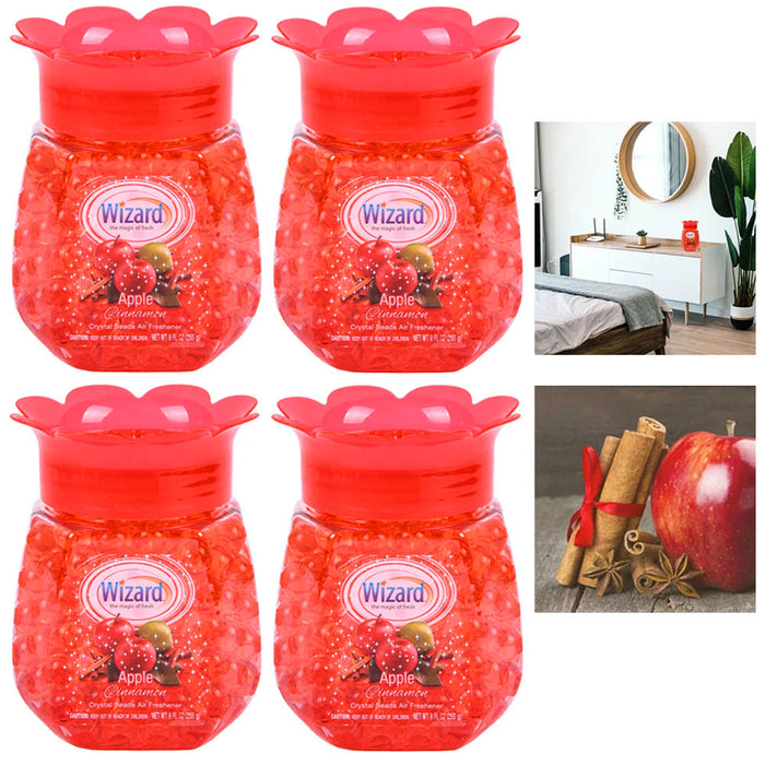 4 X Wizard Air Freshener Beads Odor Absorber Eliminator Apple Cinnamon Scent 9oz