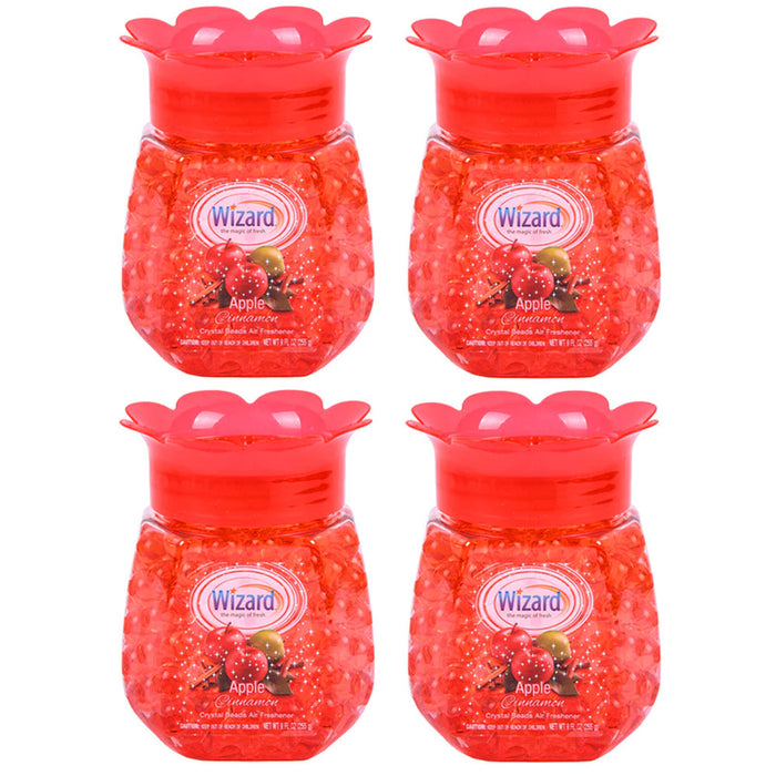 4 X Wizard Air Freshener Beads Odor Absorber Eliminator Apple Cinnamon Scent 9oz