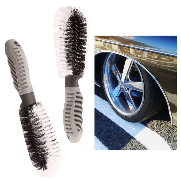 2 PC Car Wheel Tire Rim Scrub Brush Washing Cleaner Vehicle Cleaning Tool Auto