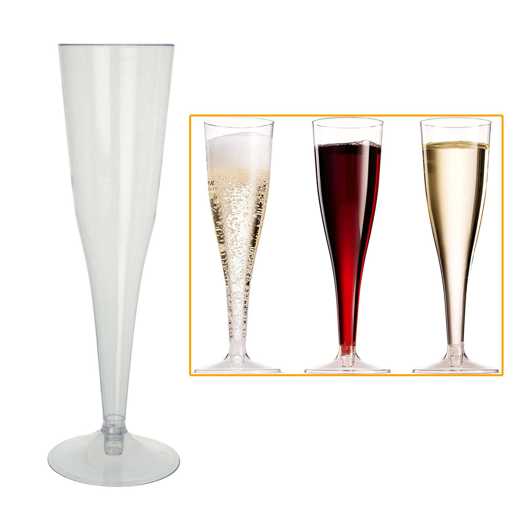 96 Disposable Champagne Flutes Wine Glasses Plastic Cups Mimosa Drinkware  6oz