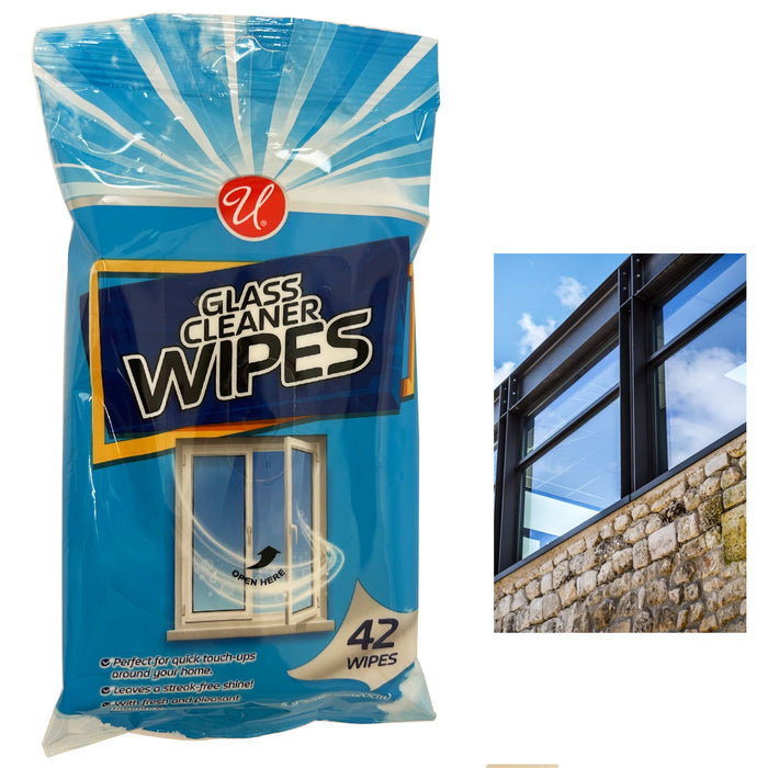 84 Glass Pre Moistened Wipes Clean Window Mirror Surface Streak Free 5.9"X7.9"