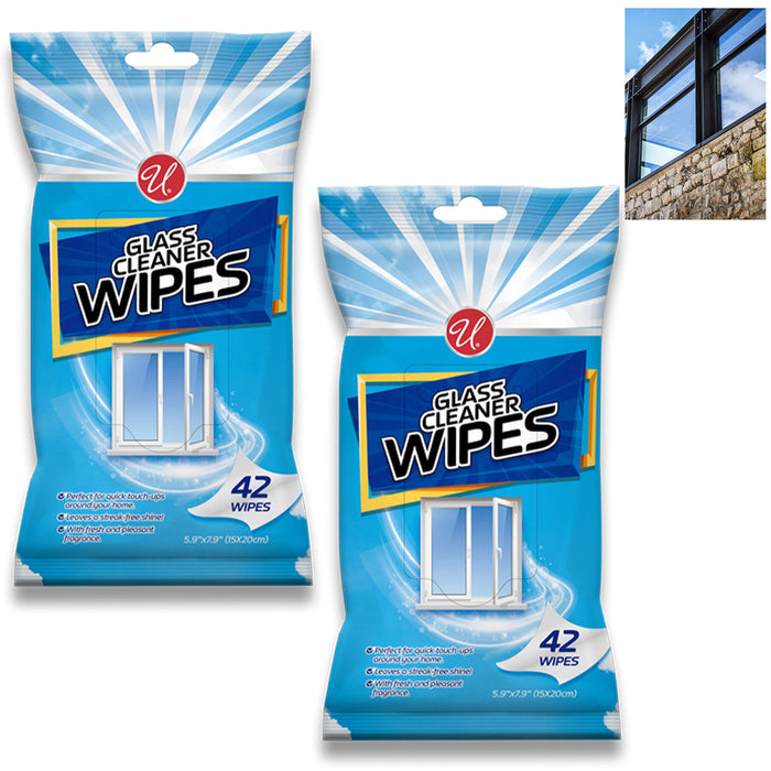 84 Glass Pre Moistened Wipes Clean Window Mirror Surface Streak Free 5.9"X7.9"