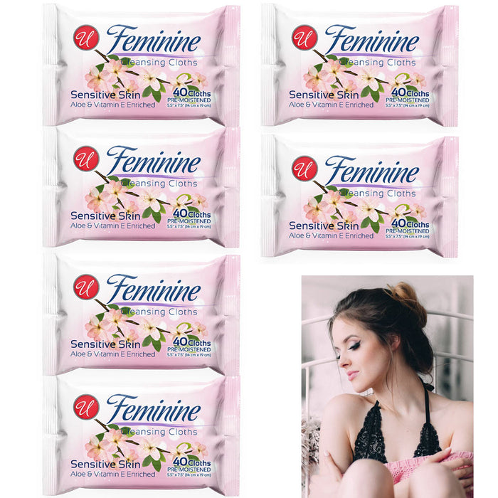 240 Sensitive Daily Gentle Feminine Wipes Cloths Soft Cleansing Removes Odor 6pk