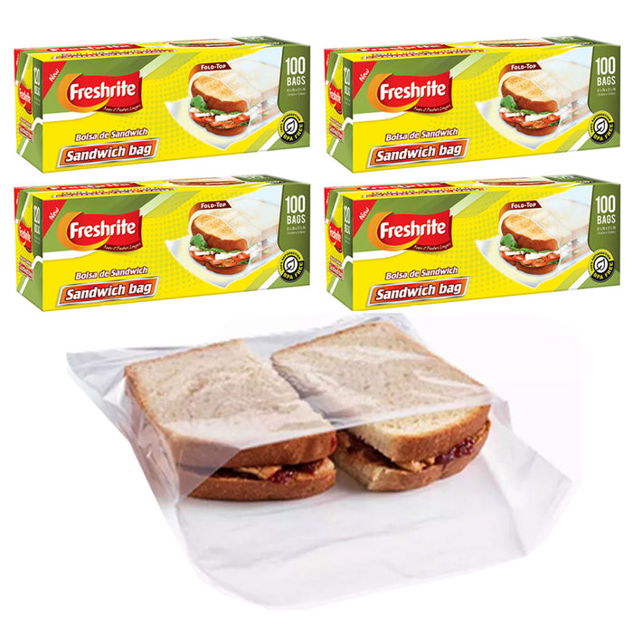 400ct Clear Fold Over Sandwich Bags Plastic Baggies BPA Free Disposable Lunch