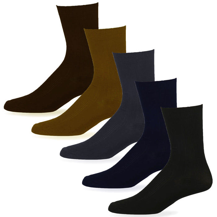 3 Pairs Mens Classic Dress Socks Calf Casual Fashion Crew Solid Multicolor 10-13