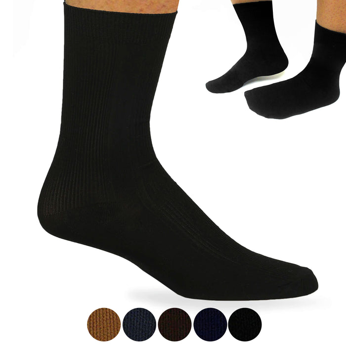 3 Pairs Mens Classic Dress Socks Calf Casual Fashion Crew Solid Multicolor 10-13