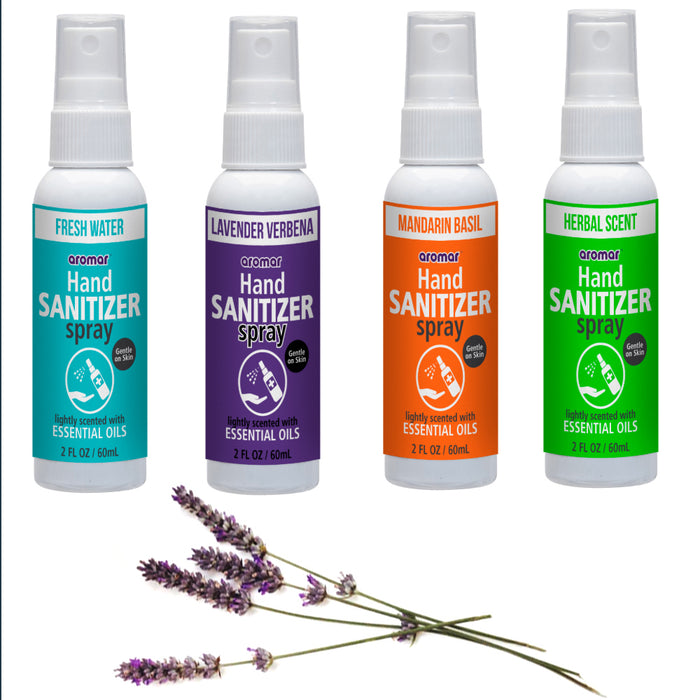 4 X Fresh Lightly Scented Hand Sanitizer Spray Gentle Essential Oils Moisturizer