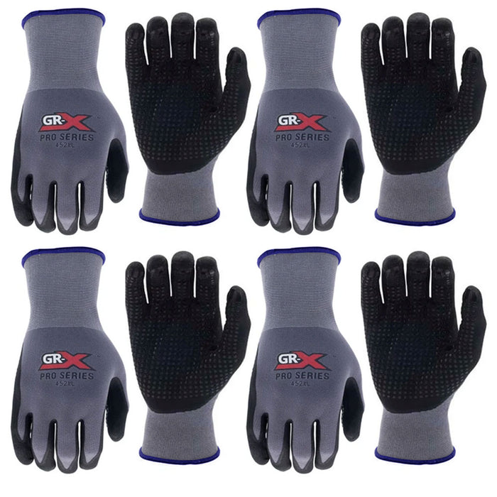 4 Pairs Work Gloves Dotted Microfoam Nitrile Coated Seamless Knit Protection XL