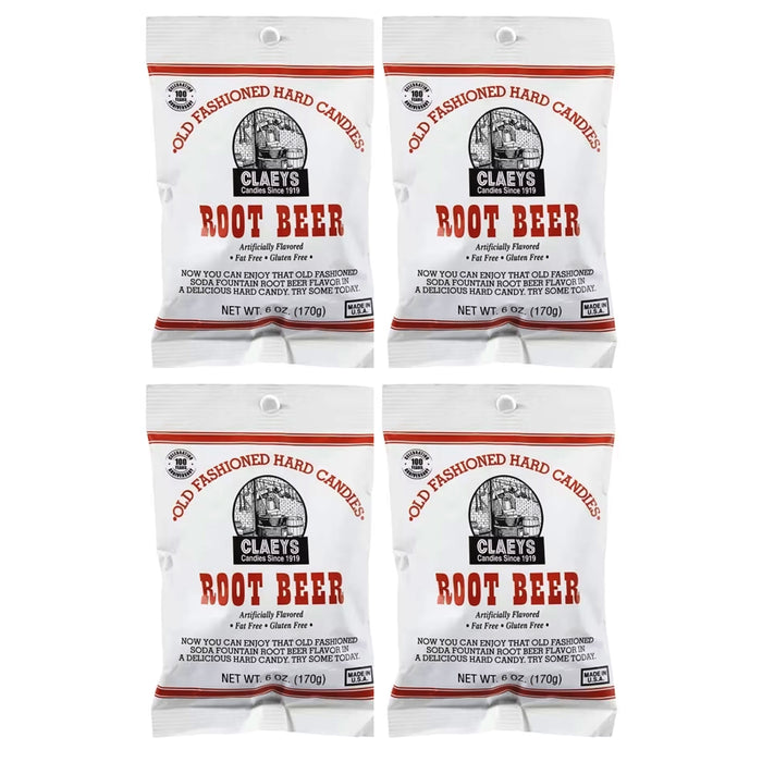 4 Bags Claeys Old Fashioned Hard Candy Root Beer Flavor Sanded Drops Candies 6oz