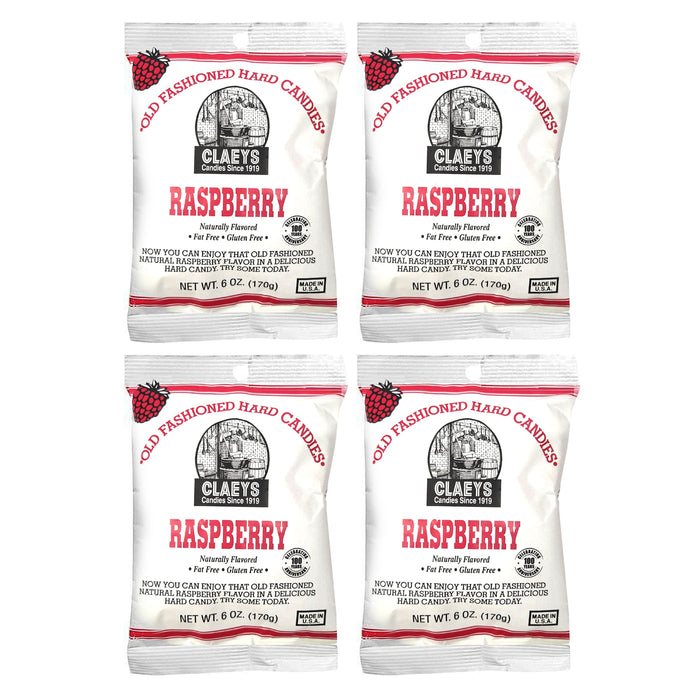 4 Bags Claeys Raspberry Hard Candies Candy Drops Natural Sweet Fruit Flavor 6oz