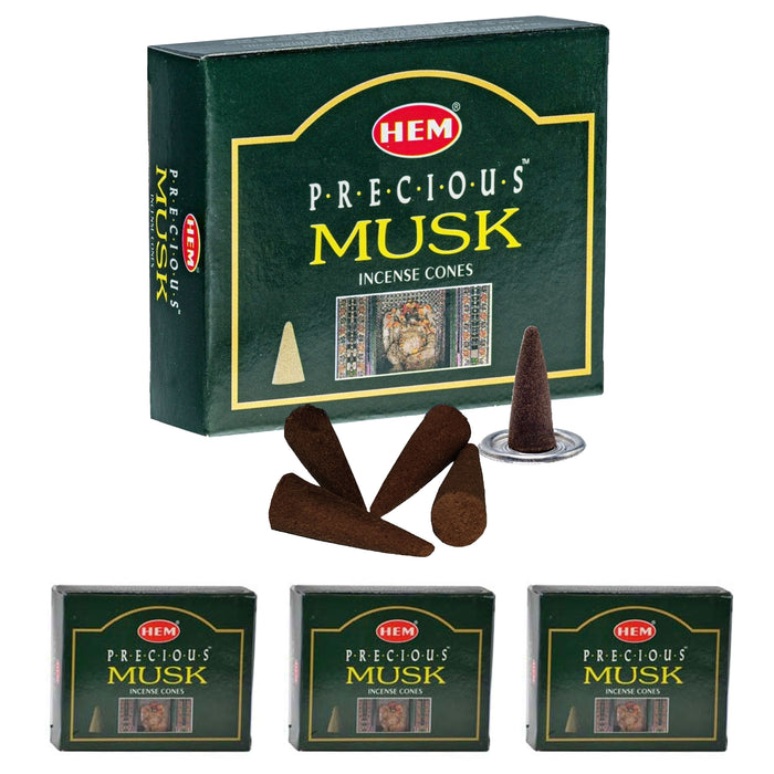 40 Ct Hem Precious Musk Scent Incense Cones Backflow Smoke Tower Mediation Yoga