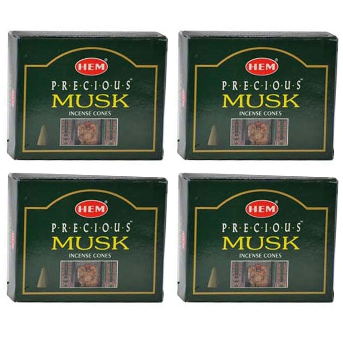 40 Ct Hem Precious Musk Scent Incense Cones Backflow Smoke Tower Mediation Yoga