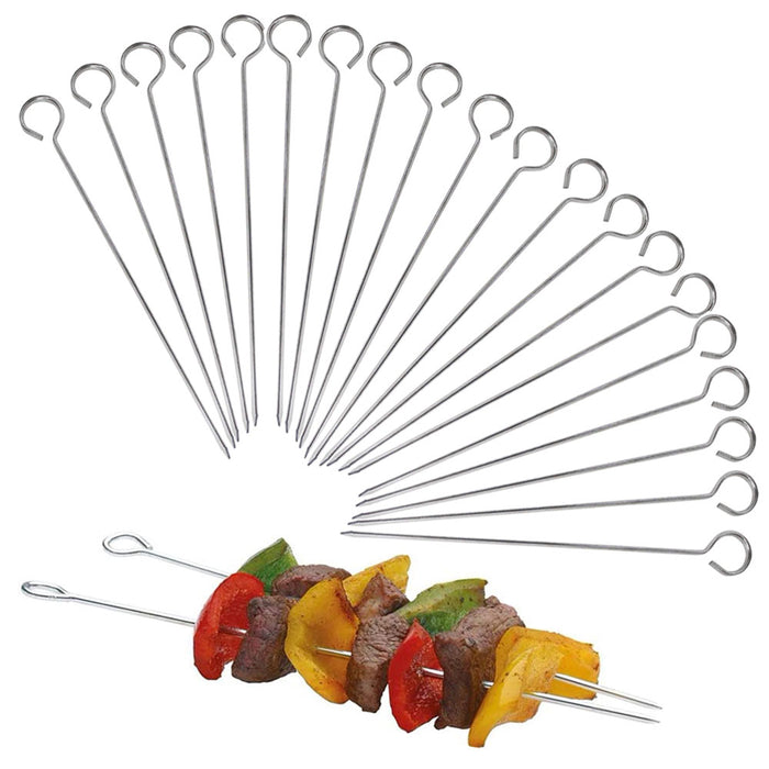 20 Pc Stainless Steel BBQ Skewers 9.8"L Cooking Barbecue Kebab Grill Metal Stick