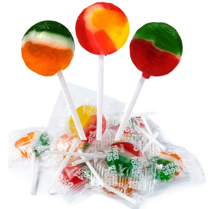 4 Bags Tiger Pops Suckers Flat Lollipops Candies Hard Candy Party Favors 3.5oz