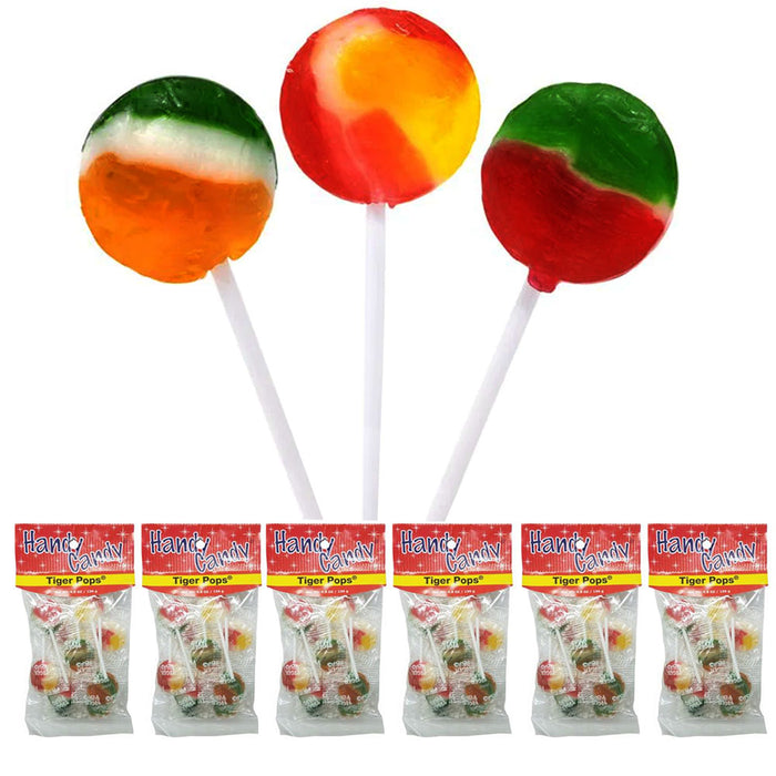 6 Bags Assorted Flat Lollipops Tiger Pops Suckers Candies Hard Candy Party 3.5oz